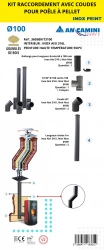 Kit de raccordement avec coudes pour poêle à pellets – inox AISI 316L peint noir – Ø100 – avec rallonge, té 90° et coudes 45°