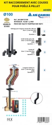 Kit raccordement avec coudes pour poêle à pellets – acier noir 1,2 mm Ø100