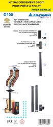 Kit de raccordement droit pour poêle à pellets – acier émaillé noir 0,8 mm Ø100 – avec longueurs droites ajustables et té 90°