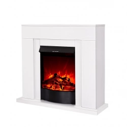 Cheminée électrique – Agnes & Corsica blanc wenge – 1500 W – flamme orange + télécommande