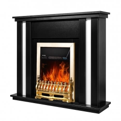 Cheminée électrique – Gustavo & Galileo Gold – 2000 W – Effet flamme & chauffage