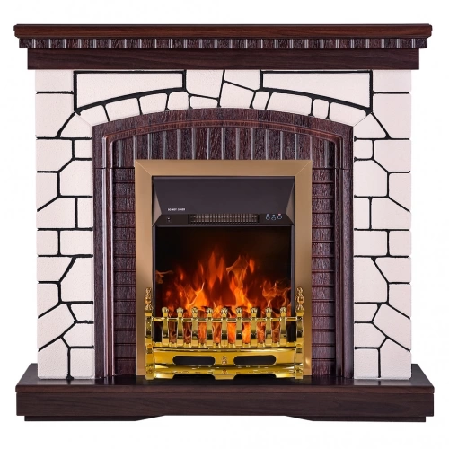 Cheminée électrique – Natali & Galileo Gold – 2000W – Télécommande – Design classique