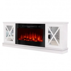 Cheminée électrique – Sorrento & Adeli – 1500W – blanc miroir