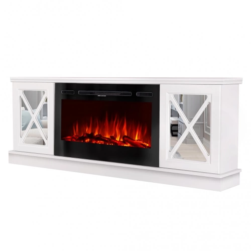 Cheminée électrique – Sorrento & Adeli – 1500W – blanc miroir