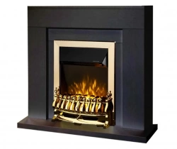 Cheminée électrique sur pied – Agnes Wengé & Galileo Gold – 2000 W – flamme orange – style classique