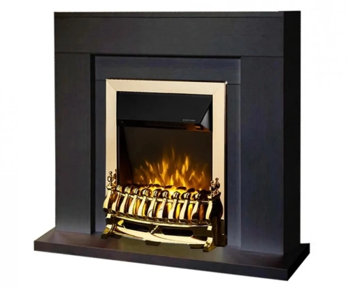 Cheminée électrique sur pied – Agnes Wengé & Galileo Gold – 2000 W – flamme orange – style classique