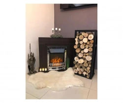 Cheminée électrique sur pied – Agnes Wengé & Galileo Silver – 2000 W – flamme orange – style classique