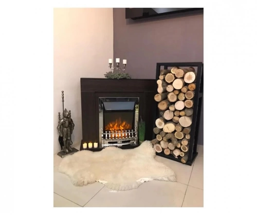 Cheminée électrique sur pied – Agnes Wengé & Galileo Silver – 2000 W – flamme orange – style classique