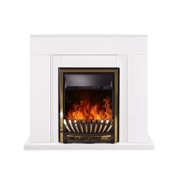 Cheminée électrique sur pied – Agnes blanc & Meridian – 2000 W – flamme LED orange – style classique