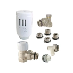 Kit thermostatique équerre universel complet – T303 blanc – Laiton – Raccord M30x1.5