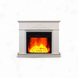 Cheminée électrique décorative – FABIENNE – 1800W – LED – blanche rayée