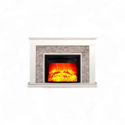 Cheminée électrique décorative – SERATONYA - 1800W - Télécommande - Effet flamme LED réglable - blanche
