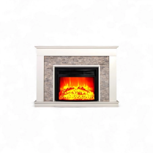 Cheminée électrique décorative – SERATONYA - 1800W - Télécommande - Effet flamme LED réglable - blanche