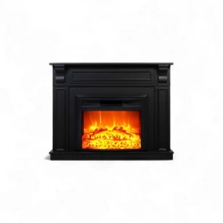 Cheminée électrique décorative - DLC MYKONOS – 1800W - flamme LED - télécommande - effet flamme - noire