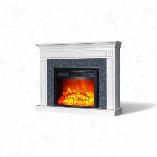 Cheminée électrique décorative avec pierre grise – MORELLA EF4 - 1800W - flamme LED - télécommande - effet flamme