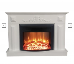 Cheminée électrique décorative blanche avec moulures – PUGLIA EF 4 – 1800W - télécommande - effet flame