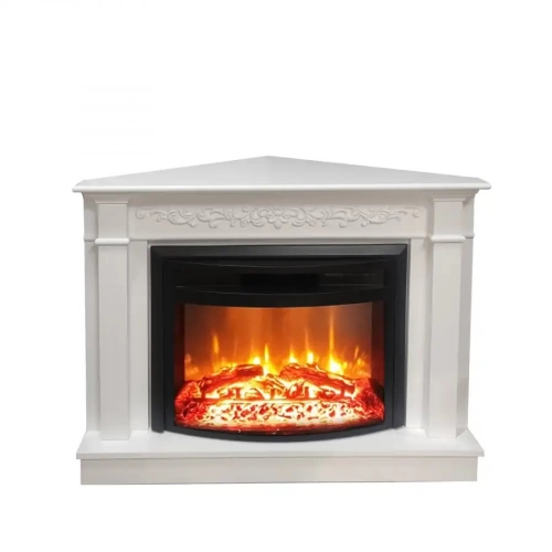 Cheminée électrique d’angle blanche – TORINO EF 4 – 1800W – télécommande - effet flame