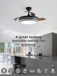 Ventilateur de plafond 107 cm noir mat - 3 pales avec LED tricolores et télécommande