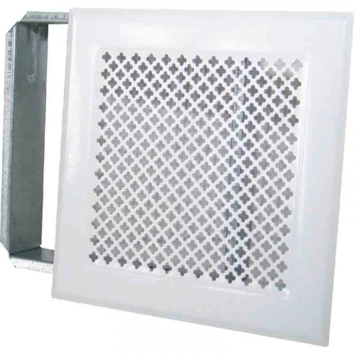 Grille de cheminée avec précadre 170 x 170 mm couleur blanche