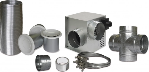 Kit de distribution d'air chaud DMO, débit de 400 m3/h, 3 bouches d'air