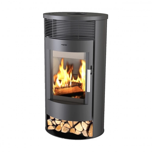 Poêle à bois - modèle Ronde - 6,3 kW - jusqu'à 140 m³ - H.102 x l.49 x P.56 cm - Classe énergétique A