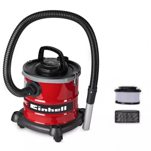 Aspirateur à cendres – 850 W – 175 mbar – Cuve métal 20 L – Tuyau 1,2 m – Filtration double – Roulettes pivotantes