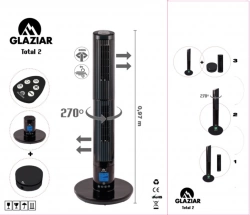 Ventilateur colonne Total 2 Noir - 25W - 2 turbines 500m3h - Noir