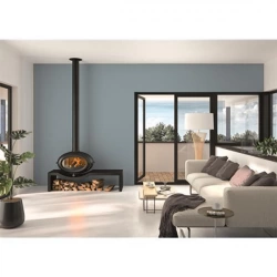 Poêle à bois BRIO SUR BANC - 7 kW - Rdt: 76% - B. 50 cm - 100% fonte - Anthracite