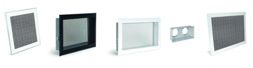 Grille de hotte blanche avec boîtier double Ø150 mm – 345 x 195 mm