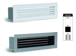 Grille de hotte à lamelles blanche avec pare-chocs – 190 x 60 mm