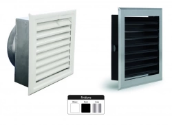 Grille de hotte à lamelles blanche avec boîtier obturateur Ø150 mm – 200 x 200 mm