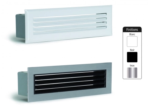 Grille de hotte à lamelles noire avec pare-chocs – 190 x 60 mm