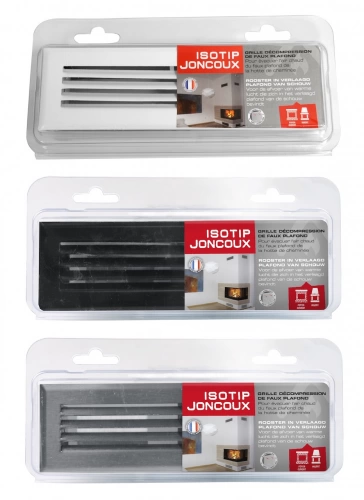 Grille d’air chaud à lamelles noire – 190 x 60 mm