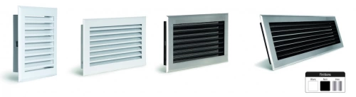 Grille de hotte à lamelles noire avec pare-chocs Ø315 mm – 345 x 195 mm