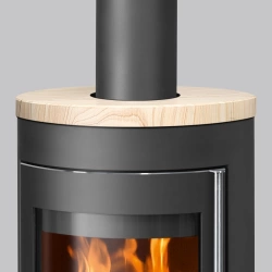 Poêle à bois Mino 2.0 Acier Noir - Dessus Pierre Sable, Porte Fonte - 5,5 kW