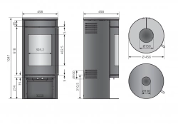 Poêle à bois Mino 2.0 Acier Noir - Dessus Pierre Sable, Porte Fonte - 5,5 kW