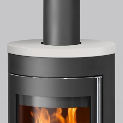 Poêle à bois Mino Trios 2.0 - acier noir - dessus céramique blanc 5 kW