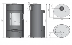 Poêle à bois Island 7 2.0 Acier Noir - Pierre Sable - 6,5 kW