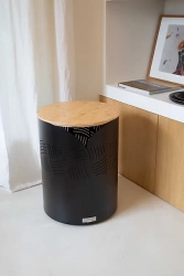 Coffre à granulés - Essentiel rond avec couvercle en bambou - Origine France