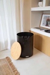Coffre à granulés - Essentiel rond avec couvercle en bambou - Origine France