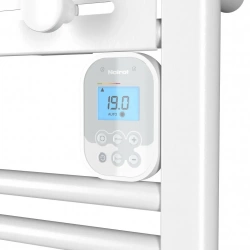 Radiateur sèche-serviettes compact - ACTIBAIN - fluide - 500W - 40x138,9x10,3 cm - programmable - détection fenêtre - blanc