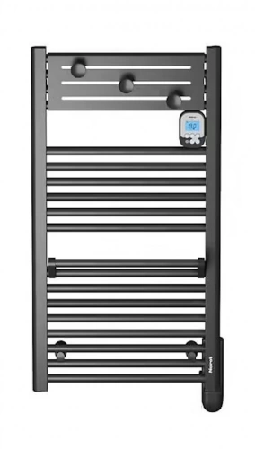 Sèche-serviettes électrique à inertie fluide – Actibain 500 W – tubes ronds – thermostat électronique – noir