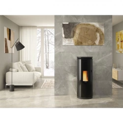 Poêle à granulés Angela EVO étanche - 8 kW - Tél. - Noir + faïence