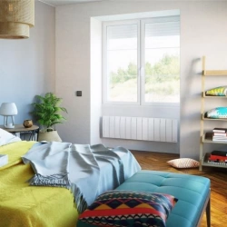 Radiateur électrique connecté IPALA bas 1000W blanc - inertie fluide