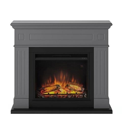 Cheminée électrique effet flamme - LARSEN Powerflame 1 - 1500 W - Crépitement - Gris fonce