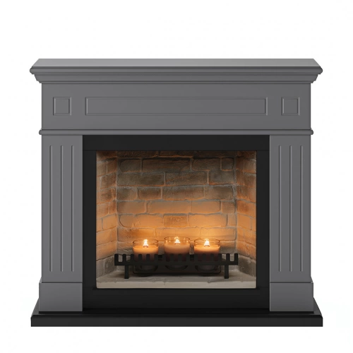 Cheminée électrique à bougies parfumées - LARSEN Zenflame - Effets flammes et crépitement - Gris