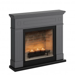 Cheminée électrique à bougies parfumées - LARSEN Zenflame - Effets flammes et crépitement - Gris