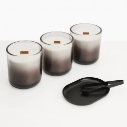 Cheminée électrique à bougies parfumées - LARSEN Zenflame - Effets flammes et crépitement - Gris