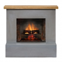 Cheminée électrique connectée 1400W - ROLF Powerflame 2 - effets flammes 3D, et crépitement - gris