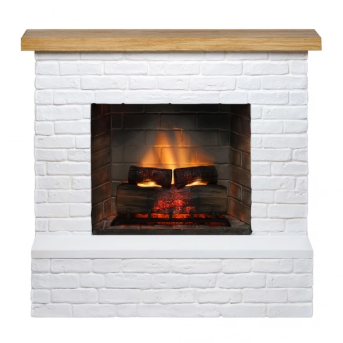 Cheminée électrique connectée 1400W - ROLF Powerflame 2 - effets flammes 3D, et crépitement - blanc